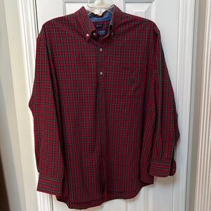 Chaps Easy Care Men's Red and Green Checkered Shirt